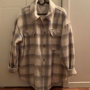 Blue, beige and tan coloured flannel jacket, Oversized (L), Garage